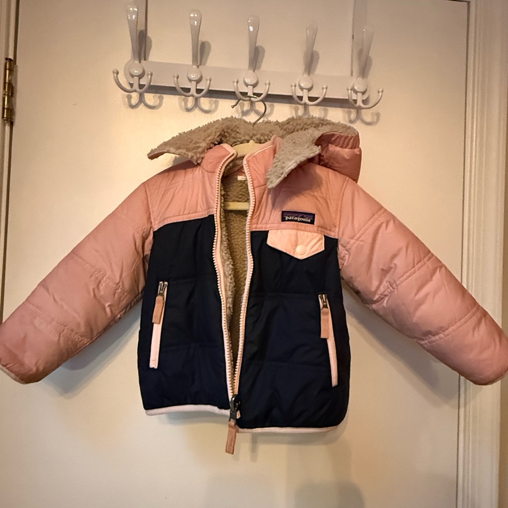 Patagonia Pink and Navy Reversible Insulated Jacket